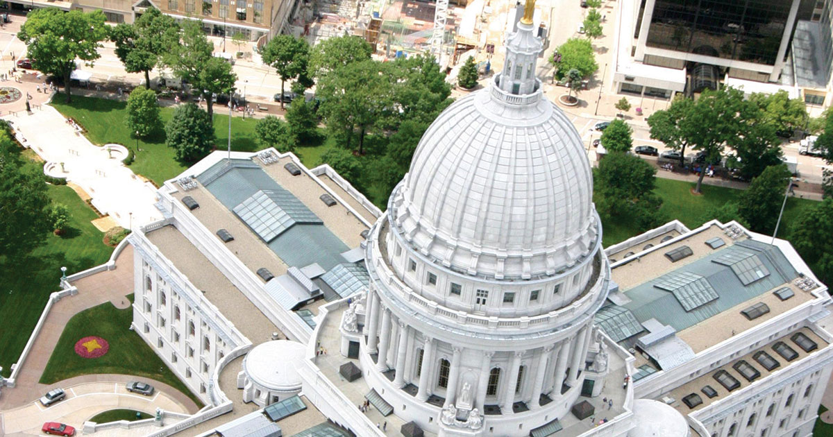 aerial view of capitol dome