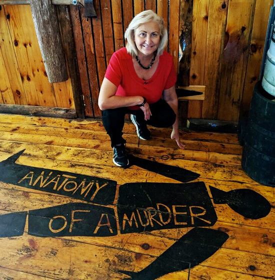 nne Ertel-Sawasky poses with the outline of the body 