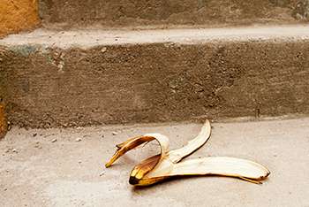 banana peel on steps