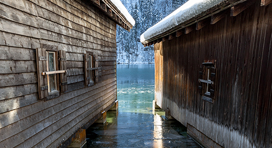 frozen boathouse
