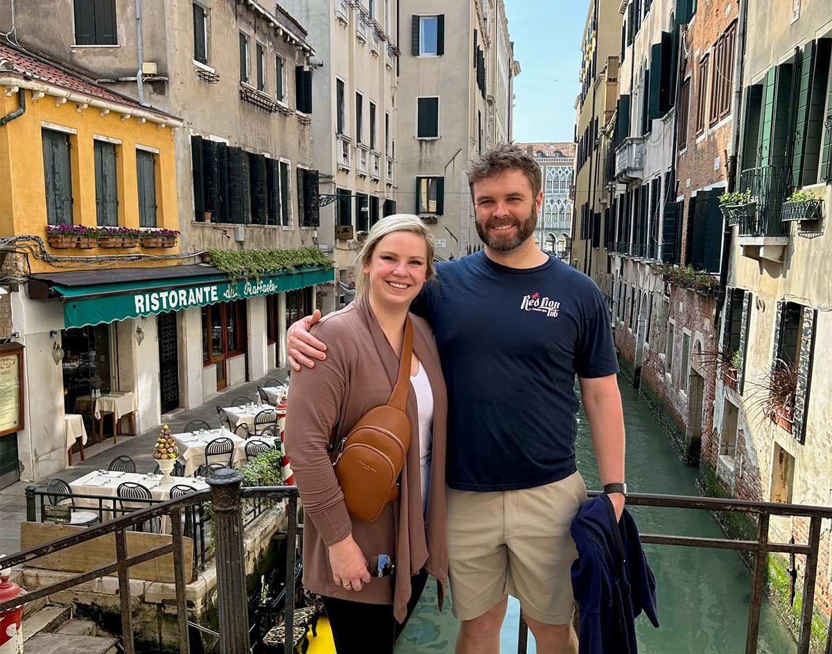 Jeunesse Rutledge and her husband, Patrick Garvin, in Venice