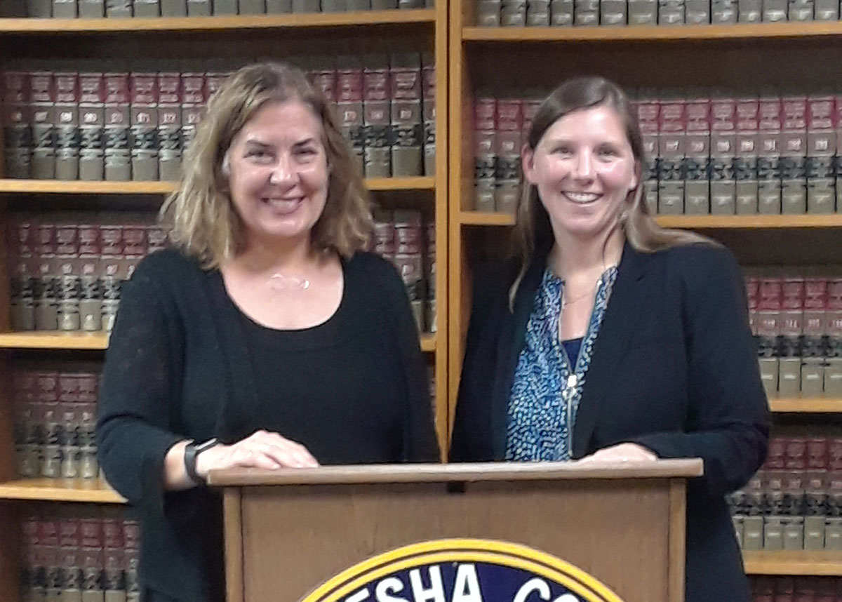 April DeValkenaere (right), with Waukesha County Deputy District Attorney Lesli Boese.
