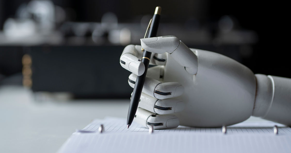 robot arm writing with pen