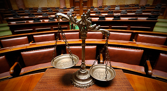 Courtroom scales of justice