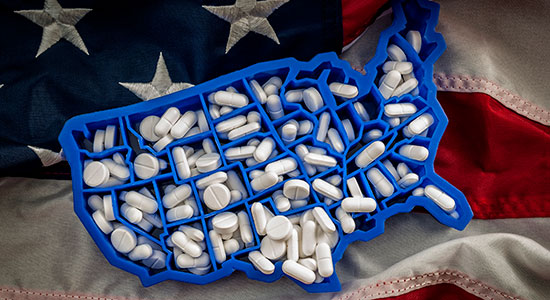 America shaped pill container