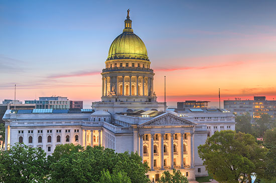 Wisconsin State Capitol at sunset/sunrise