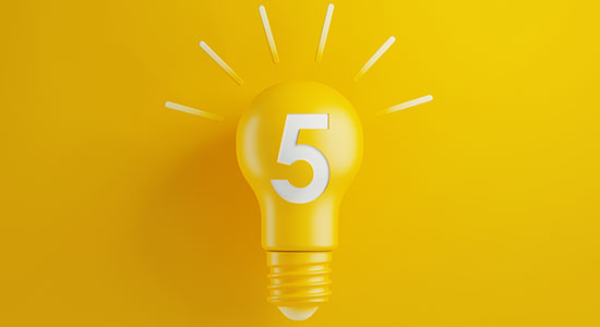 lightbulb with number 5