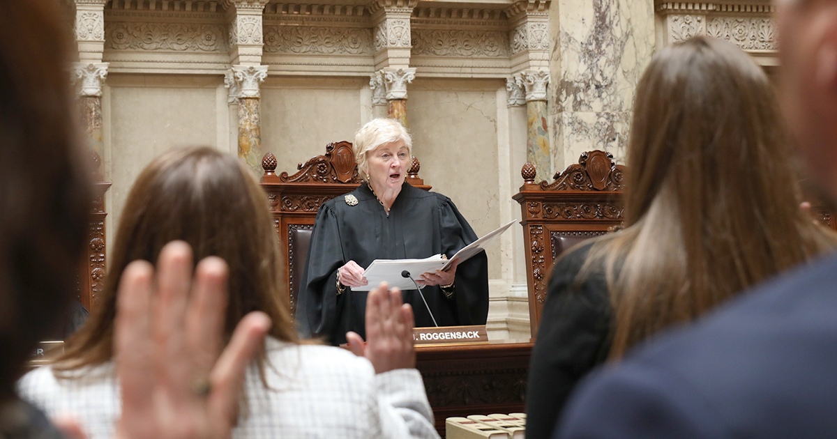 Justice Patience Roggensack administers the Attorney's Oath