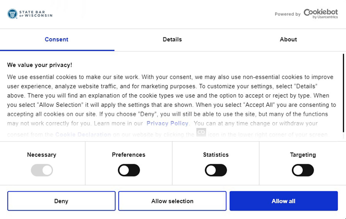 the consent screen