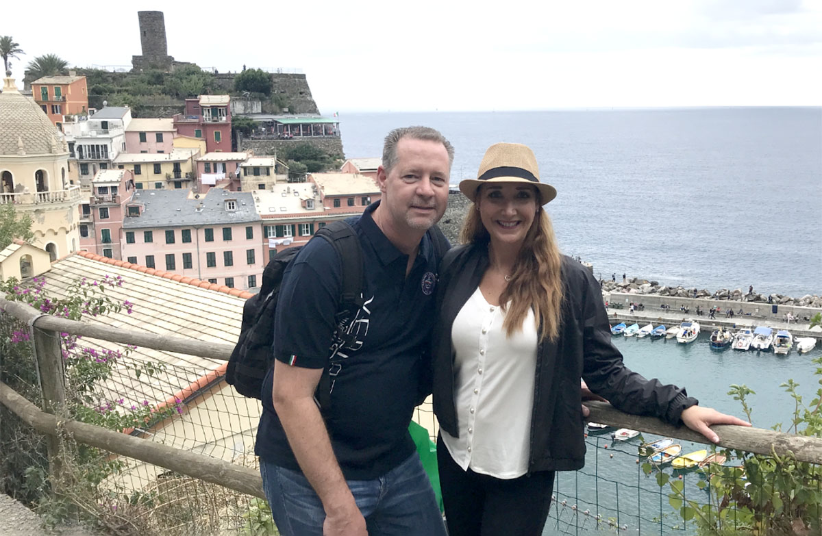 Richard Radcliffe with his wife, Carol, in  Italy