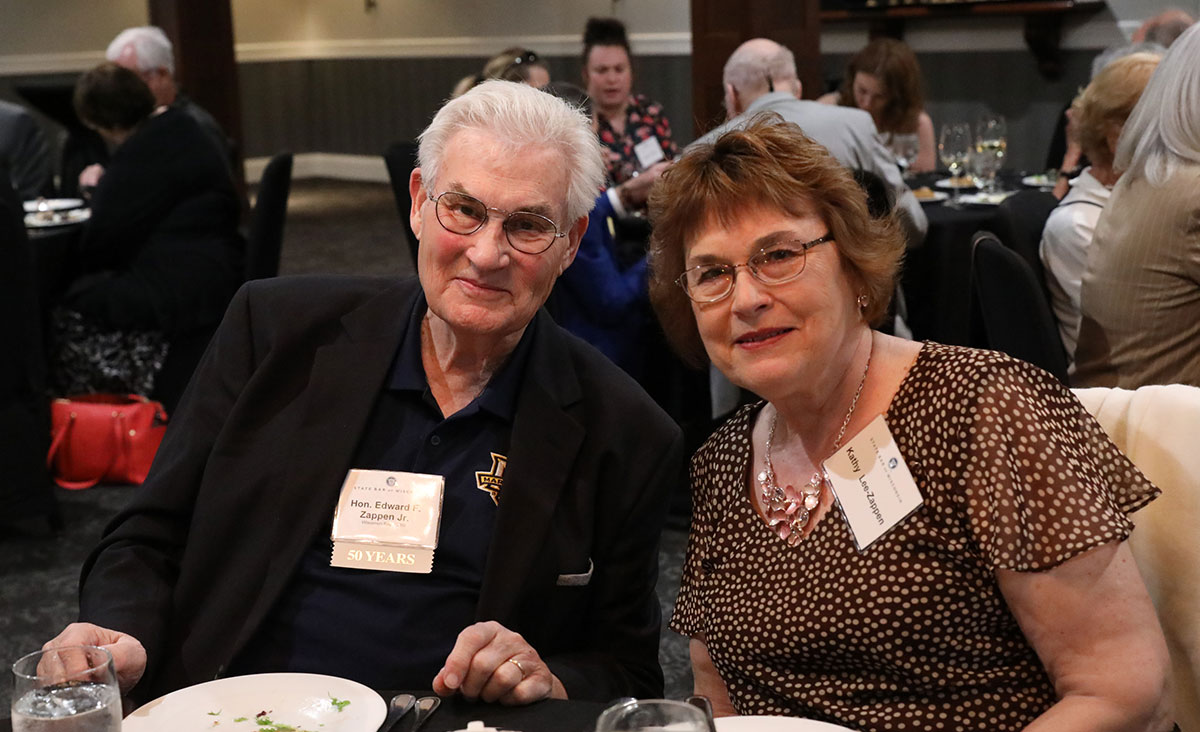 Judge Edward Zappen and his wife, Kathy Lee-Zappen, at the 50-year member celebration. 