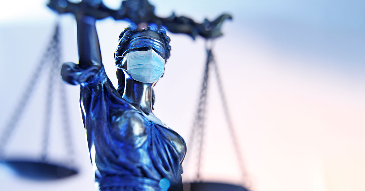 lady justice in facemask