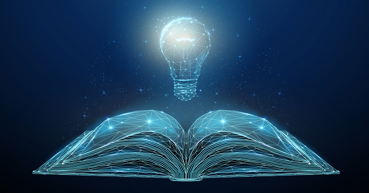 digital book with lightbulb