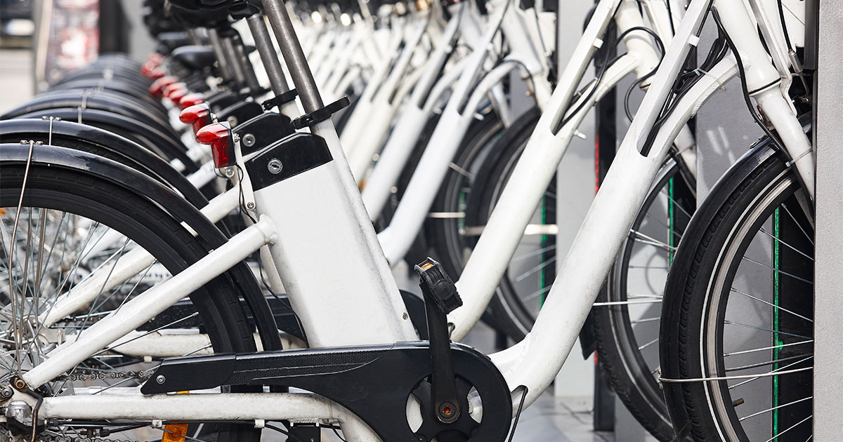 electric bikes in a row