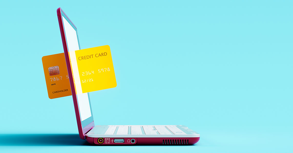 laptop with credit card