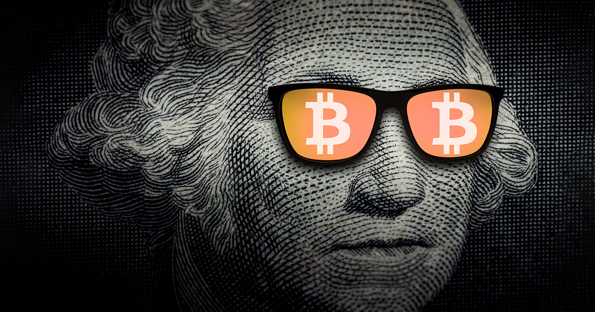 dollar with bitcoin sunglassesN