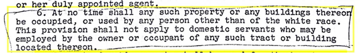 1946 deed for property in Milwaukee County, carving out an exception for nonwhite domestic servants