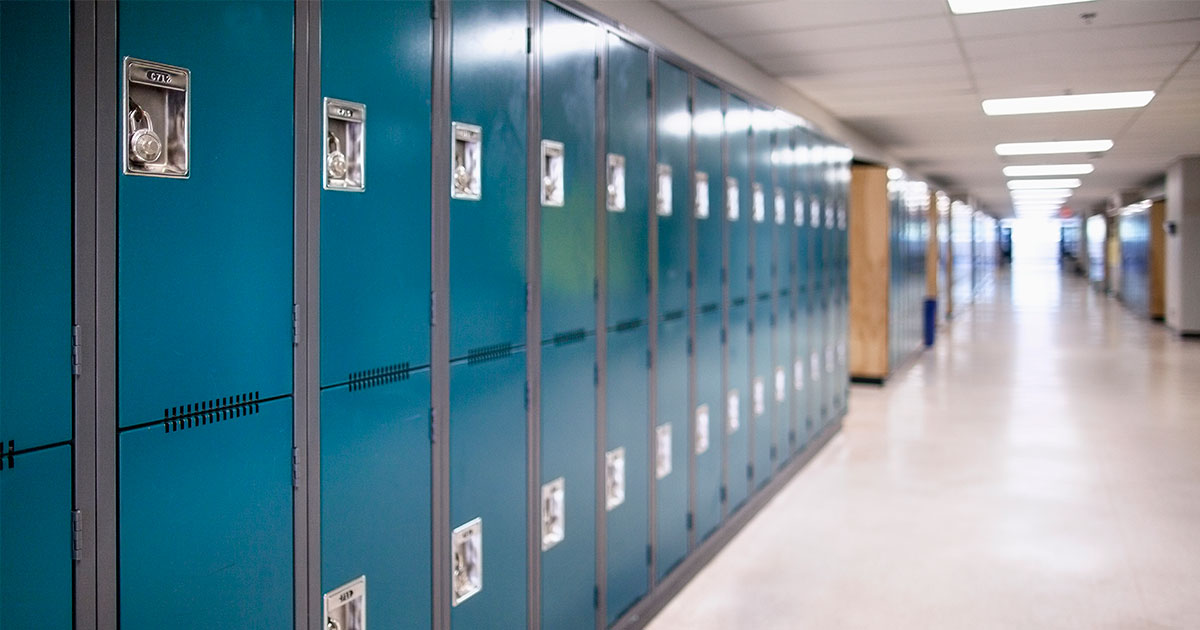 school hall with locks