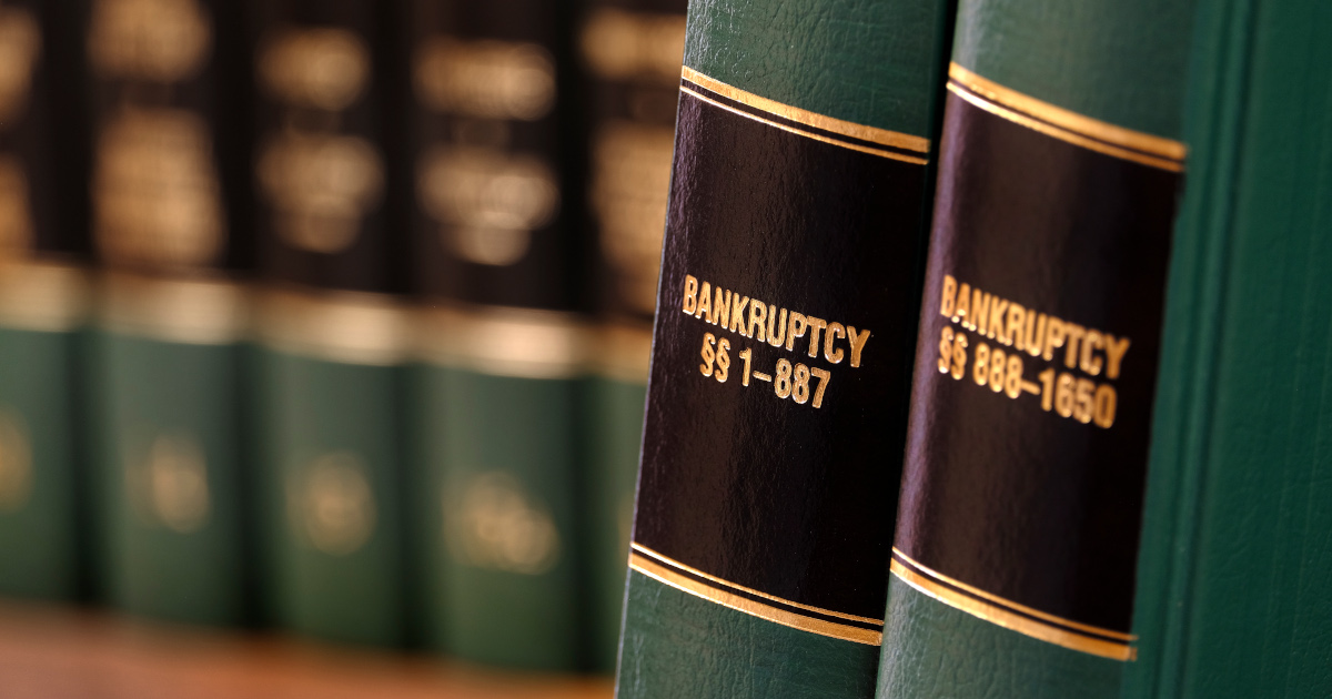 Two Volumes, Bound In Green Leather, Each With The Word Bankruptcy Embossed In Gold On The Spine