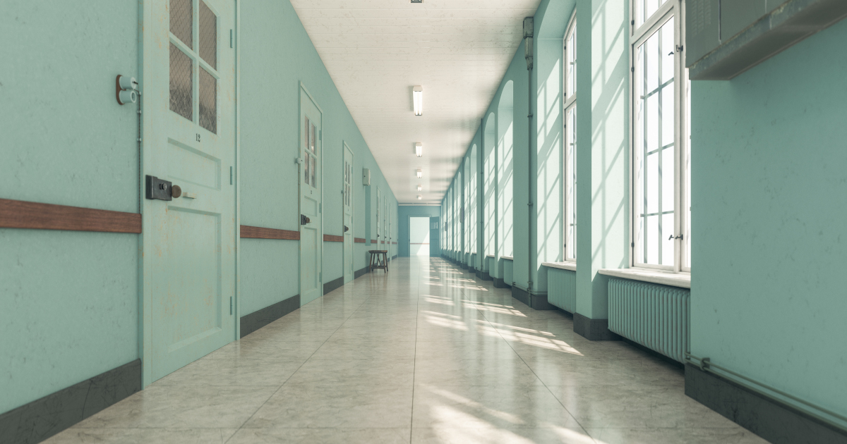 View Down The Hall Of A Mental Ward