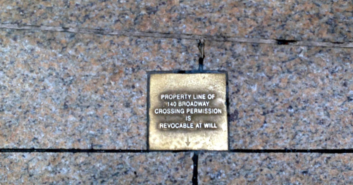 An NYC plaque marks private property