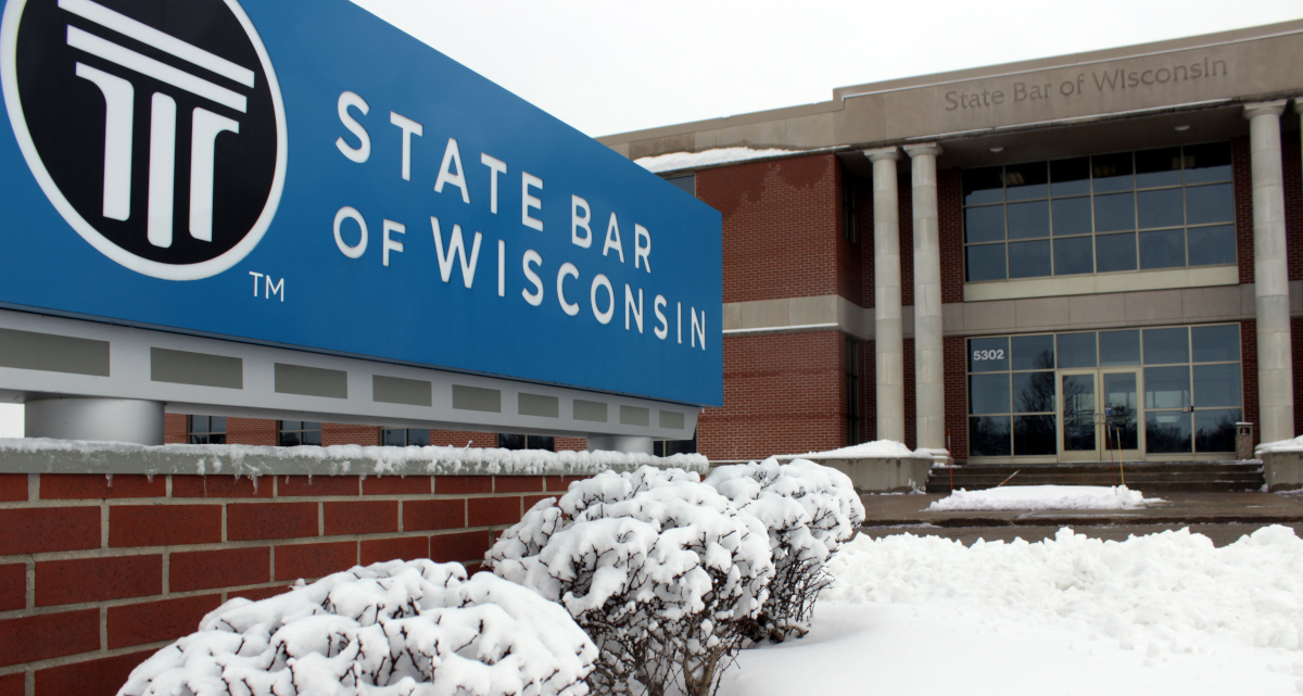 winter photo of State Bar Center building in Madison