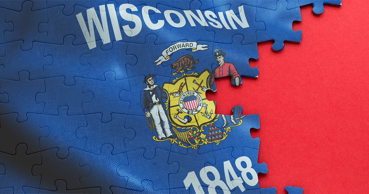 Wisconsin State Flag Rendered As A Jigsaw Puzzle