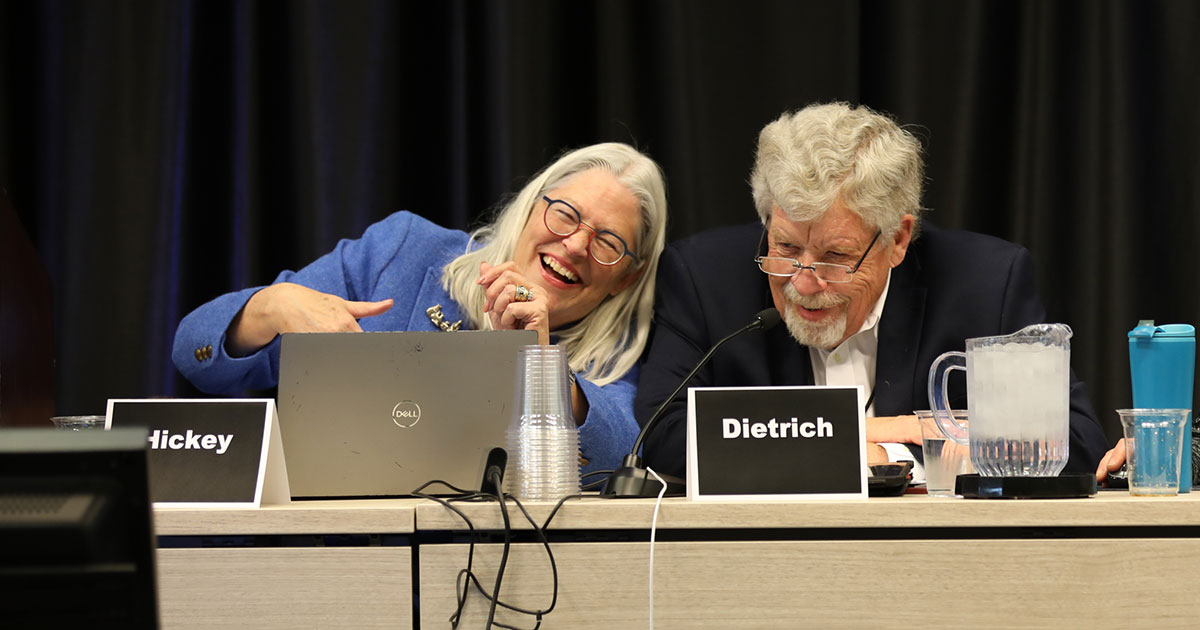 President Margaret Hickey (left) and President-elect Dean Dietrich