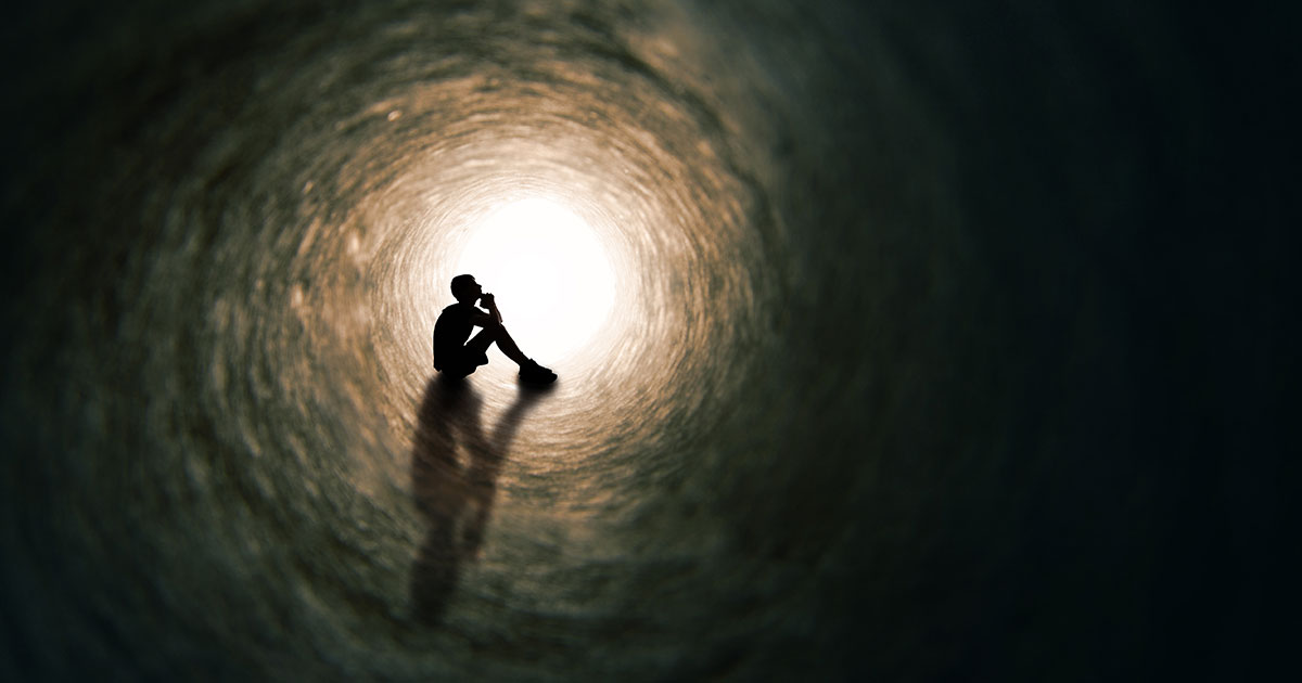 child in tunnel