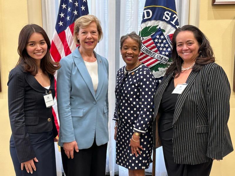 Pictured left to right: Natalia Shirasaki-Krahn, Sen. Tammy Baldwin, Michelle Behnke, Tatiana Shirasaki
