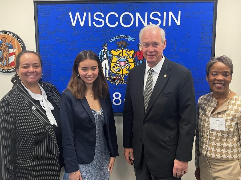 Left to Right: Tatiana Shirasaki, Natalia Shirasaki-Krahn, Sen. Ron Johnson, Michelle Behnke