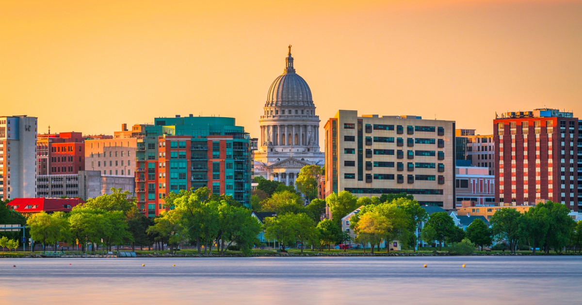 Madison Capitol at dusk in summer