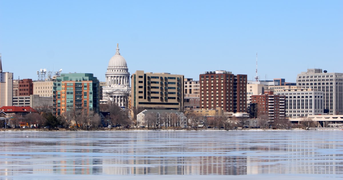 Madison skyline in winter