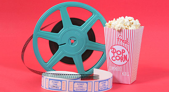 film reel and popcorn