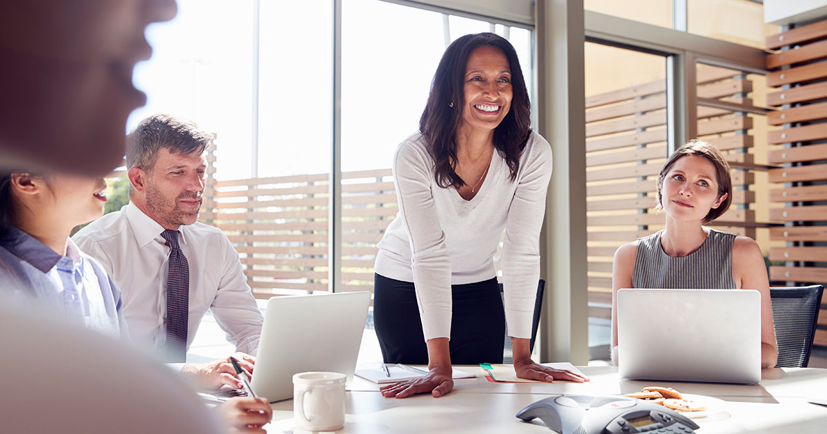 woman leading meeting