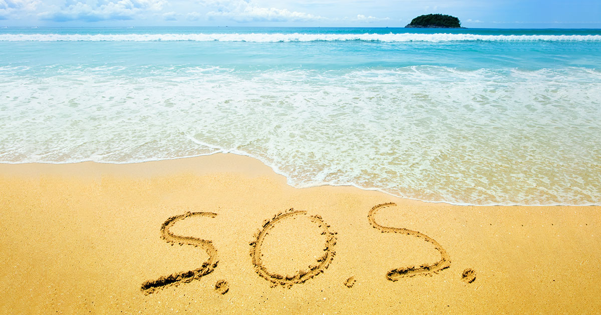 sos on the beach