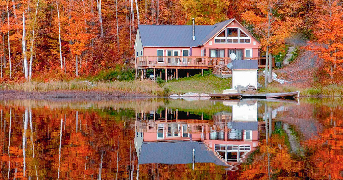 cabin on a lake