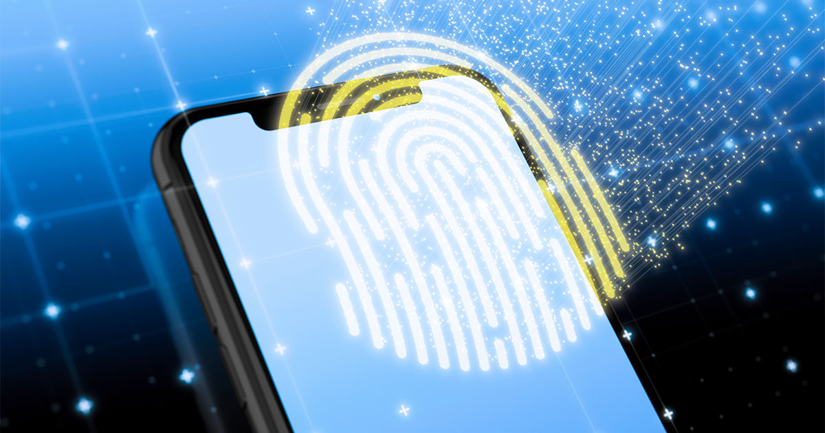 cell phone with digital thumbprint