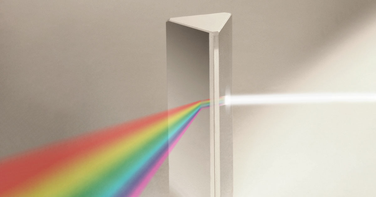 prism showing light and a rainbow