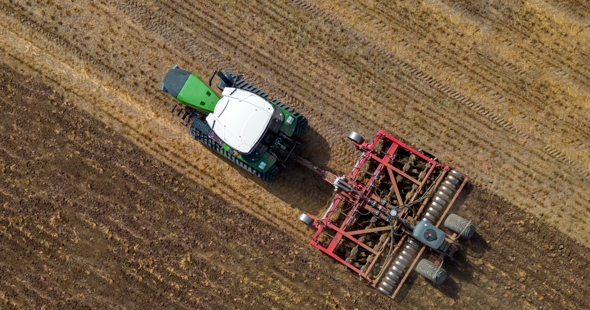 tractor tilling field