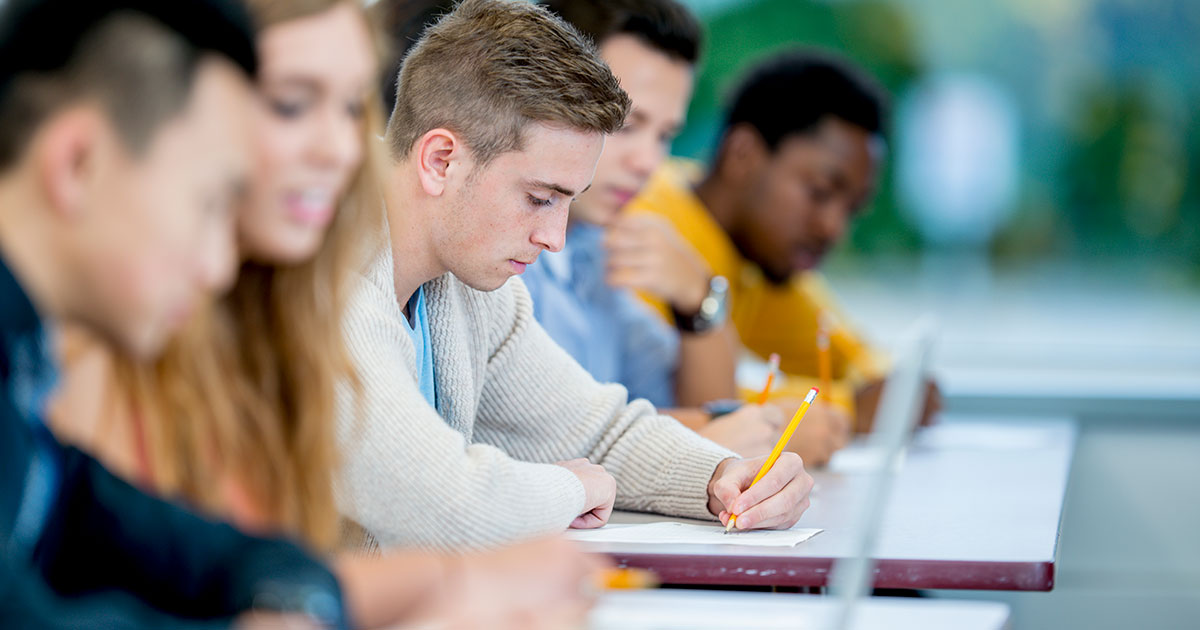 students taking a test