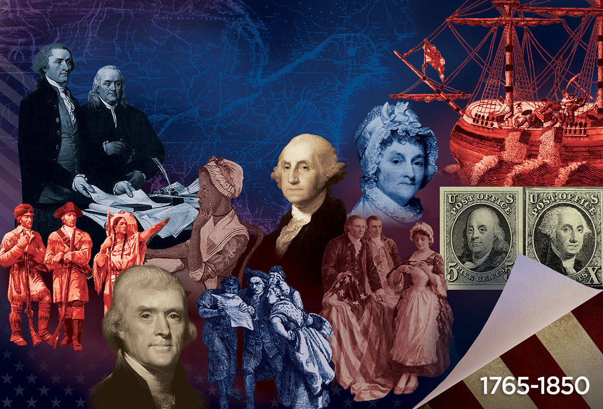 collage of historical American figures and events