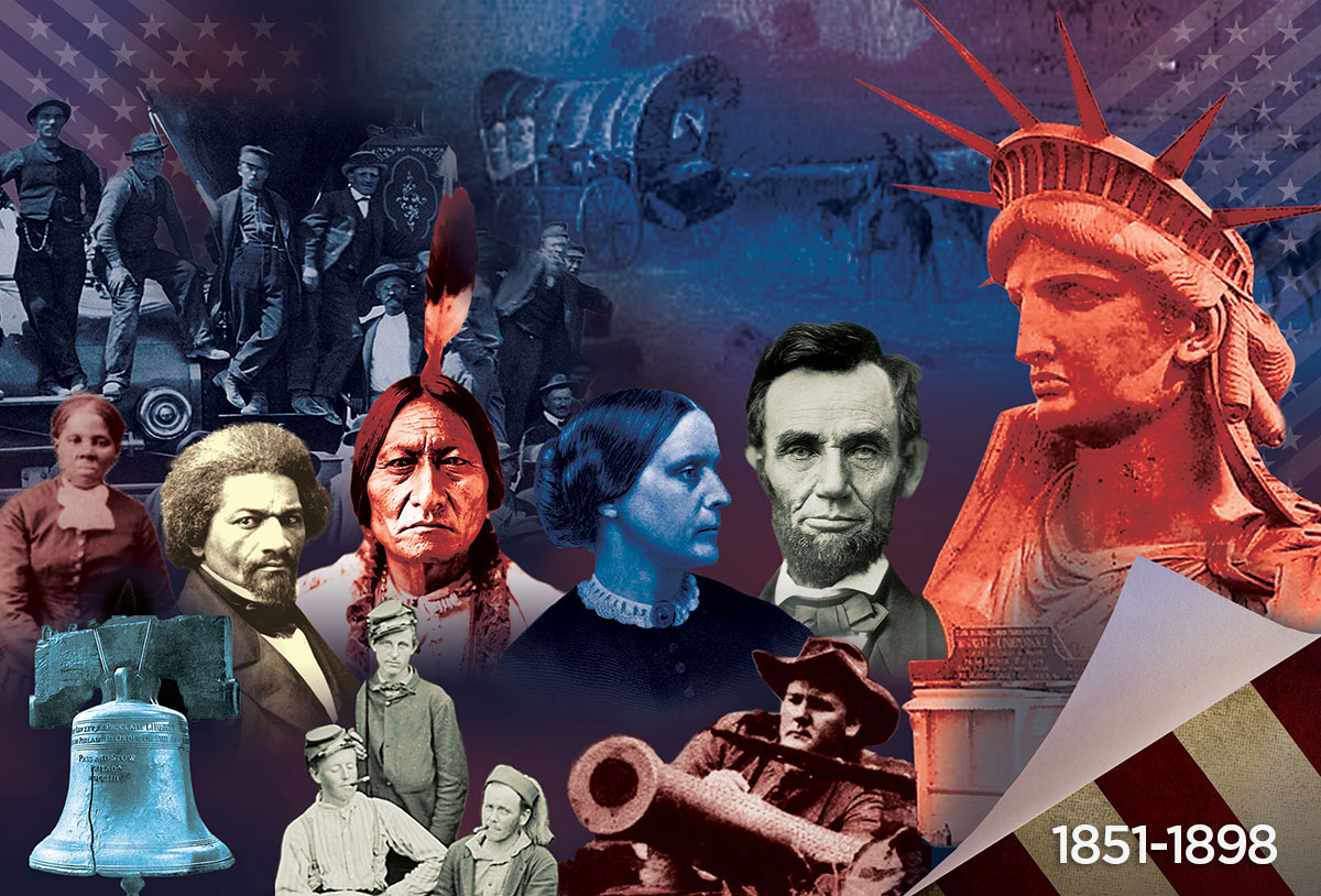 collage of historical American figures and events