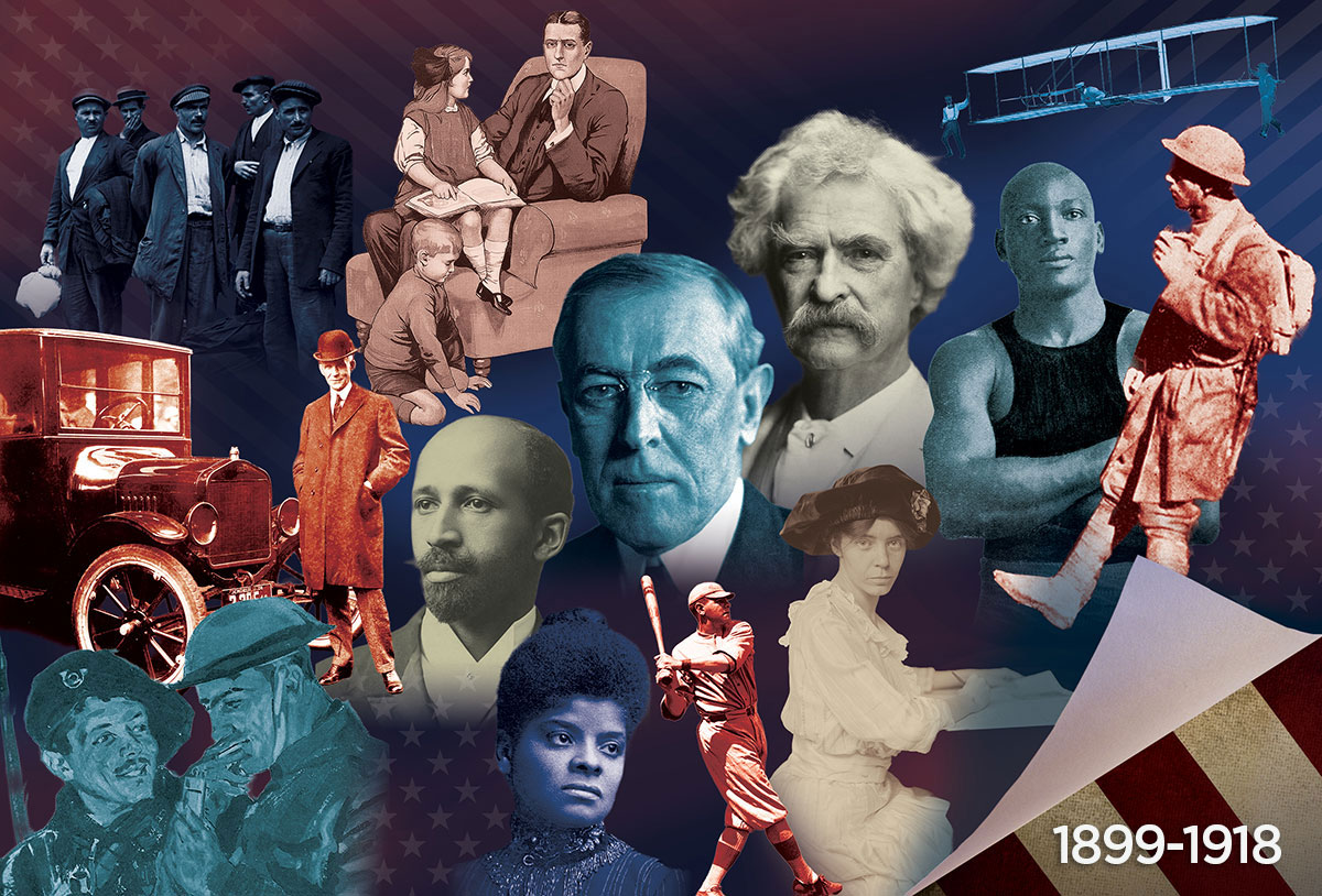 collage of historical American figures and events