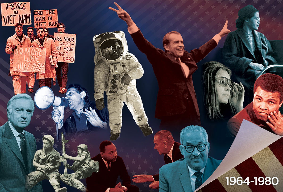 collage of historical American figures and events