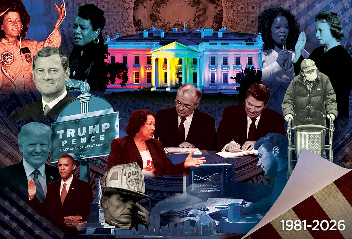collage of historical American figures and events