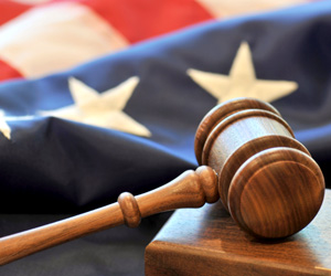 gavel and American flag