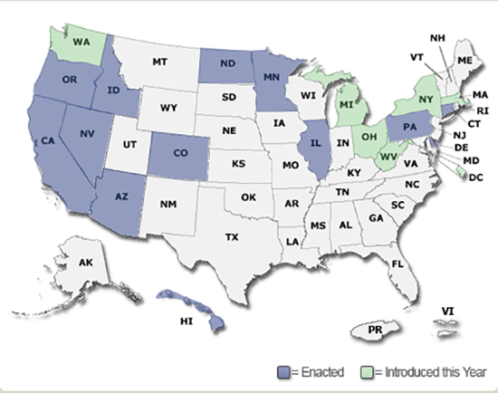 U.S. Map of UELMA states