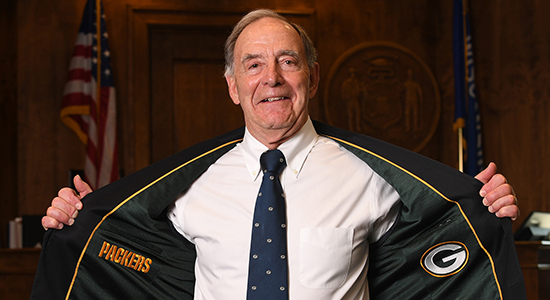 Donald Zuidmulder with Packers embroidered jacket