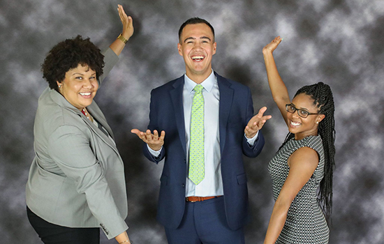 Sergio Quinones, with Danielle White and Kristen Hardy